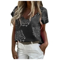 Majice za žene V-izrez ovratnik cvjetni otisak kratkih rukava Ležerne bluze za majicu TOP bluza