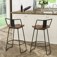 ANDEWORLD 24 okretne metalne stolice sa leđima set industrijske kuhinje Blagovalice sa drvenim sjedalom