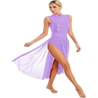 Ženski štandovi Sheer Mesh Maxi haljina Backless Side Split Contemporary Lyricl Dance Kostim