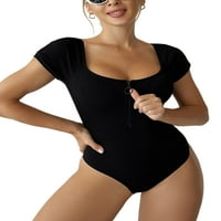 Beiwei Žene surfanje kupaćim kostima s dugim rukavima odjeće Osušite kupaće kostime Zip prednje dame