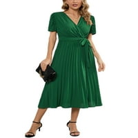 Voguele žene duge haljine pune boje Ljeto plaže sandress v izrez Maxi haljine party kaftan zeleni s