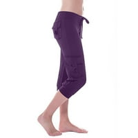 Yoga hlače za žensko odobrenje plus veličine Žene vježbanje na nogama Stretch dugme za struk Pocket Yoga teretane