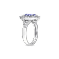 Carat Tanzanite Double Halo prsten u 10k bijelo zlato s dijamantima