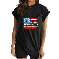 Žene 鈥橲 T majice Loop Fit Top Women Žene Ručno oslikana američka košulja za zastavu Bočni prorez TEE