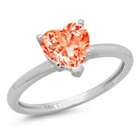 2.0ct Heart Cred Crveni simulirani dijamant 14k bijeli zlatni godišnjica za angažman prsten veličine