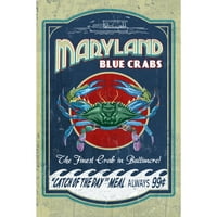 Dekorativni ručnik za čaj, pregača Baltimore, Maryland, Plavi rakovi Vintage znakov, kontura, uniseks, podesiv, organski pamuk
