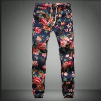 Daqian znoj hlače za muškarce Cleariance cvjetne pamučne posteljine pantalone guzice muške casual pantalone