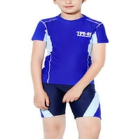Beiwei dva okrugla vrat Tankini kupaći kostimi za dječake Kid vodeni sport kratki odjeća za kupaće odijelo Plava m