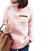 Daznicou Duks za žene Žene Solidne patentne zatvarače Turtleneck Bluza Duks pulover Majica Pink M