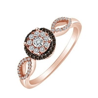 CT okrugli bijeli prirodni dijamant i klaster klastera šampanjca zaručni prsten 10K čvrstog ruža zlatna prstena veličine-5
