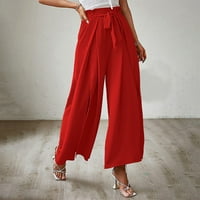Levmjia ženske traperice plus veličine Hlače za čišćenje ljetni modni ženski ljetni luk casual labavi visoki struk nagledne široke čvrste pantalone Hlače crvene boje