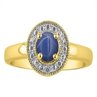 * Rylos jednostavno elegantni prekrasan plavi zvijezda safir i dijamantni prsten - septembar roštilj