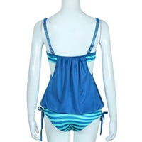 Ženski prugasti remen za spajanje seksi bikini kupaći kostimi za kupanje Sling Swimsuit Sky Blue XL