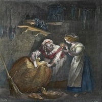 Perrault: Pepeljuga, 1867. NCInderella i njena vila kuma. Line graviranje iz izdanju Perrault Fairy