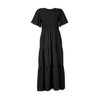 Tking Fashion Ženske haljine Ljetni casual kratki rukav V izrezana elastična elastična struka duljina