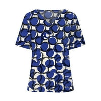 Ženske košulje Ženska modna casual Print V-izrez kratkih rukava tiskana majica plava l