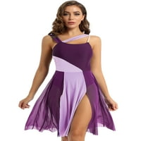ZDHOOR Womens Mesh Prekrio balet savremene plesne haljine Lyrica Leotard Dancewear Violet XL