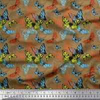 Soimoi Brown Rayon tkanina Šareno leptir za ispis tkanina sa dvorištem širom