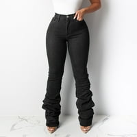 Hlače za žene Trendi zimski visoki struk čvrste boje Jeans Elastični pojačani džepovi Jeans Hlače