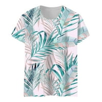 Bluza Ženski ljetni cvijet Print okrugli vrat Majica kratkih rukava TopDark Green XXL
