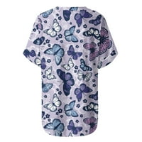 Apepal ženske ljetne drešene šifonske bluze V izrez TUNIC TUNIC TUROVI ZA NJIHOVE LAVENIH TGHTOVA PURPLE