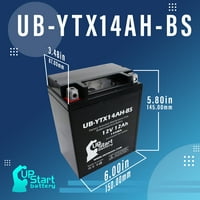 Zamjena baterije ub-ytx14ah-bs za kawasaki klf300-b bayou cc ATV - tvornički aktiviran, bez održavanja,