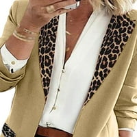 Žene plus veličine Ležerne modne leopard Print Splice Blazer odijelo s dugim rukavima