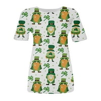 Ženski vrhovi ženska ležerna moda St. Patrick's Day Print uzorak majica s kratkim rukavima Mint Green