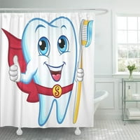 Sretan bijeli osmijeh zub koji drži četkicu za zube nasmiješena zubna crtana kupatilo za kupatilo za