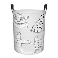 Košarica za pranje rublja, Cartoon Monster Obiteljski uzorak Sklopivo rublje Smetač sa ručkama vodootporan, srednja