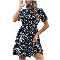 Maxi haljina za ženska haljina za sunčanje Crta kratkih rukava cvjetna crna m