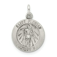 Sterling Silver Antiqued Saint Florian Medalja