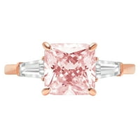 3.5ct jastuk za rezanje ružičastim simuliranim dijamantskim 18k ružičastog zlatnog godišnjice ruže Angažman kamena prstena veličine 9