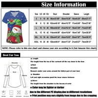 Ženski bluze Žene Božićni tisak kratkih rukava V-izrez V-izrez Vrhovi radne uniforme džepove bluza bijeli