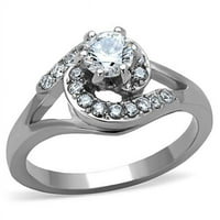 Ženski polirani prsten od nehrđajućeg čelika sa AAA CRT CZ-a jasno - veličina 5