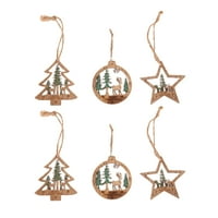 Trodimenzionalni šuplji vilk privjesci Božićne boje kružnih visećih dekora Drveni božićni viseći ukrasi