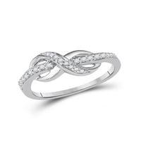 Čvrsti 10k bijeli zlatni okrugli dijamantski beskonačni angažman obdarniji za vjenčani prsten. - Veličina 7.5