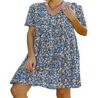 Ženska temperamenta labava haljina s V-izrezom, ljeto jesenski ženski uzor u stilu slobodnog vremena