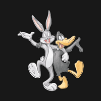 Looney Tunes Bugs Bunny i Daffy Duck Mladi Crni posadni vrat Duks-medij