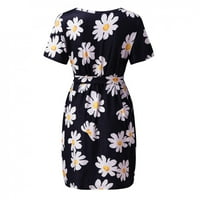 Cleariance ženske haljine plus veličine kratkih rukava O-izrez cvjetni ispis ljetna haljina