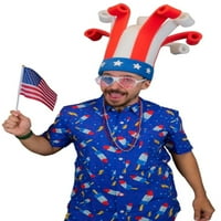 Smiješne blesave muške i žene Patriotski ujak Sam USA američka zastava Wide Brim TOP šešir za dan neovisnosti, 4. jula Dan tata ili ludi dan šešira, valjci