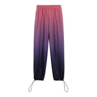 Xinqinghao široke nožne pantalone za žene Ležerne gradijent boje Ispiši dukseve visoke struk duge dugih