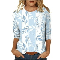 Jsaierl rukav vrhovi za žene Ljeto Trendy Crewneck T majice Grafički radovi Mekani bluze Tri četvrtine