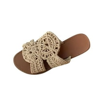 Klizni sandale za žene - Weave Ležerne otvorene noge Novi stil Summer Slane Slide Sandale # Khaki-36