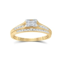 Zlatna zvjezdica 10kt Žuto zlatna princeza Diamond Bridal Wedding prsten set CTTW