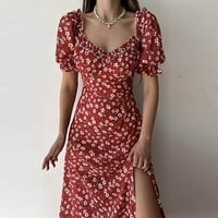 Haljine za žene ženski V-izrez kratki rukav cvjetni fit & flare haljina srednjeg dijela elegantna fit
