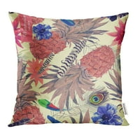 Vintage Style uzorak s ananas egzotičnim cvijećem i pločama pločicama od jastučića jastučnice