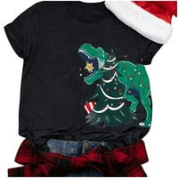 Dinosaur Božićni tisak majica Božićne žene kratki rukav Ležerne majica Santa Snowflake Funny tisak