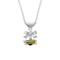 Delight nakit Silvertone Veliki emajl bumble pčela srebrni ton Bow Bow Heart ogrlica