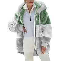 HFYihgf Womens Plus Size runove jakne Ležerne prilike za zimu toplo debele shaggy nejasno zip up duksevi